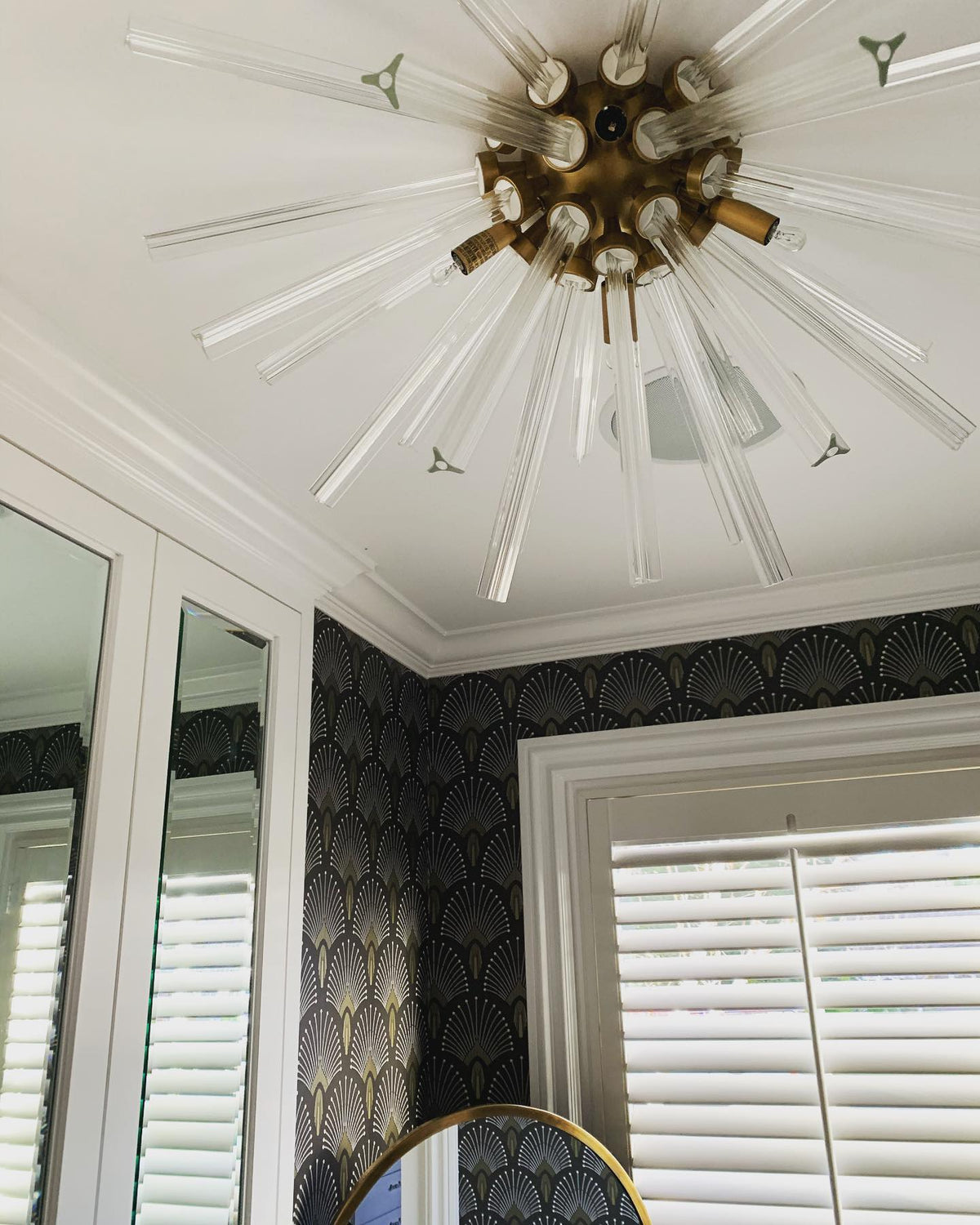 Flush Mount Sputnik Chandelier with Crystal and Metal Finish