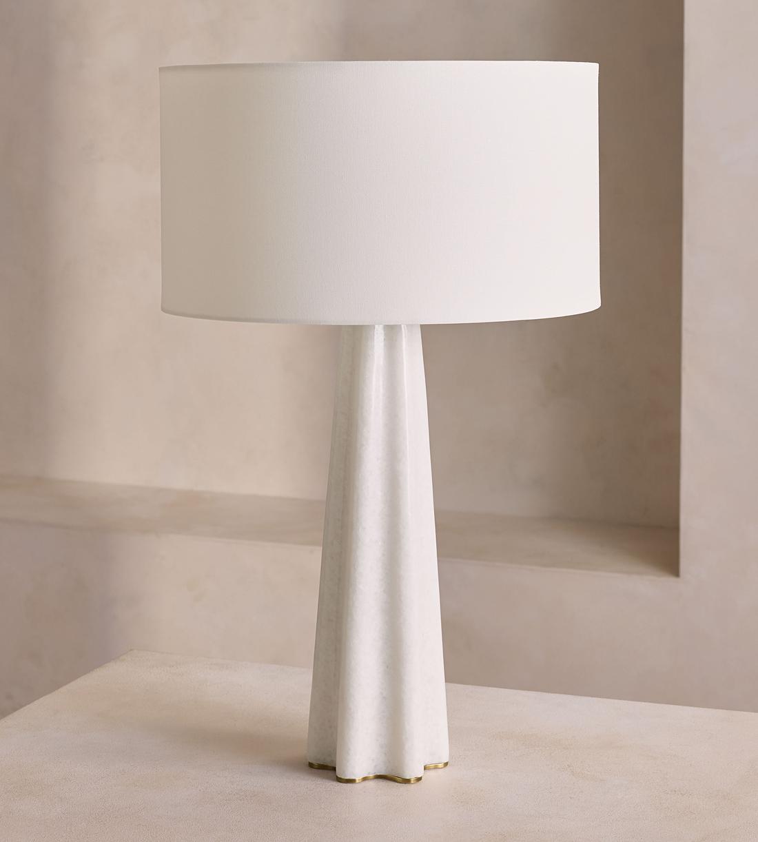 Alabaster Table Lamp with Antique Brass Detail - Erhaus product image 2