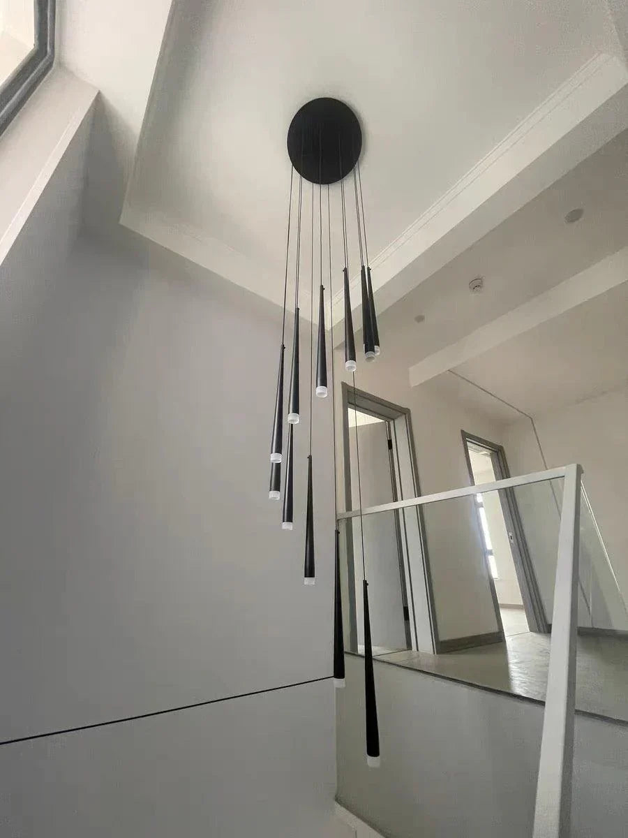 Minimalism Foyer Staircase Chandelier Ceiling Pendant Lighting for Living Room Entryway in Gold / Black Finish