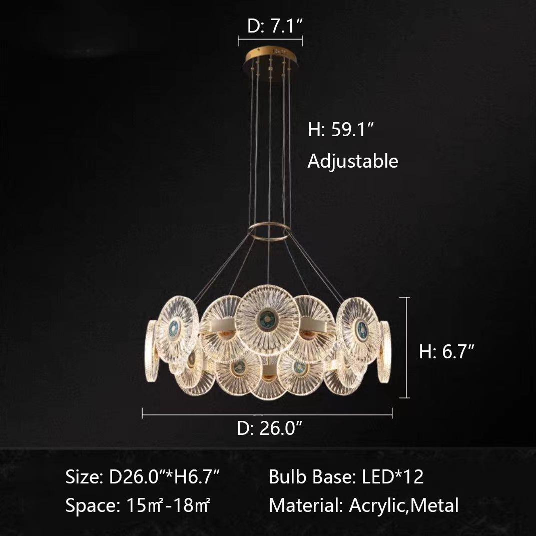 Modern Light Luxury Creative Round Acrylic Pendant Chandelier for Living / dining Room / bedroom