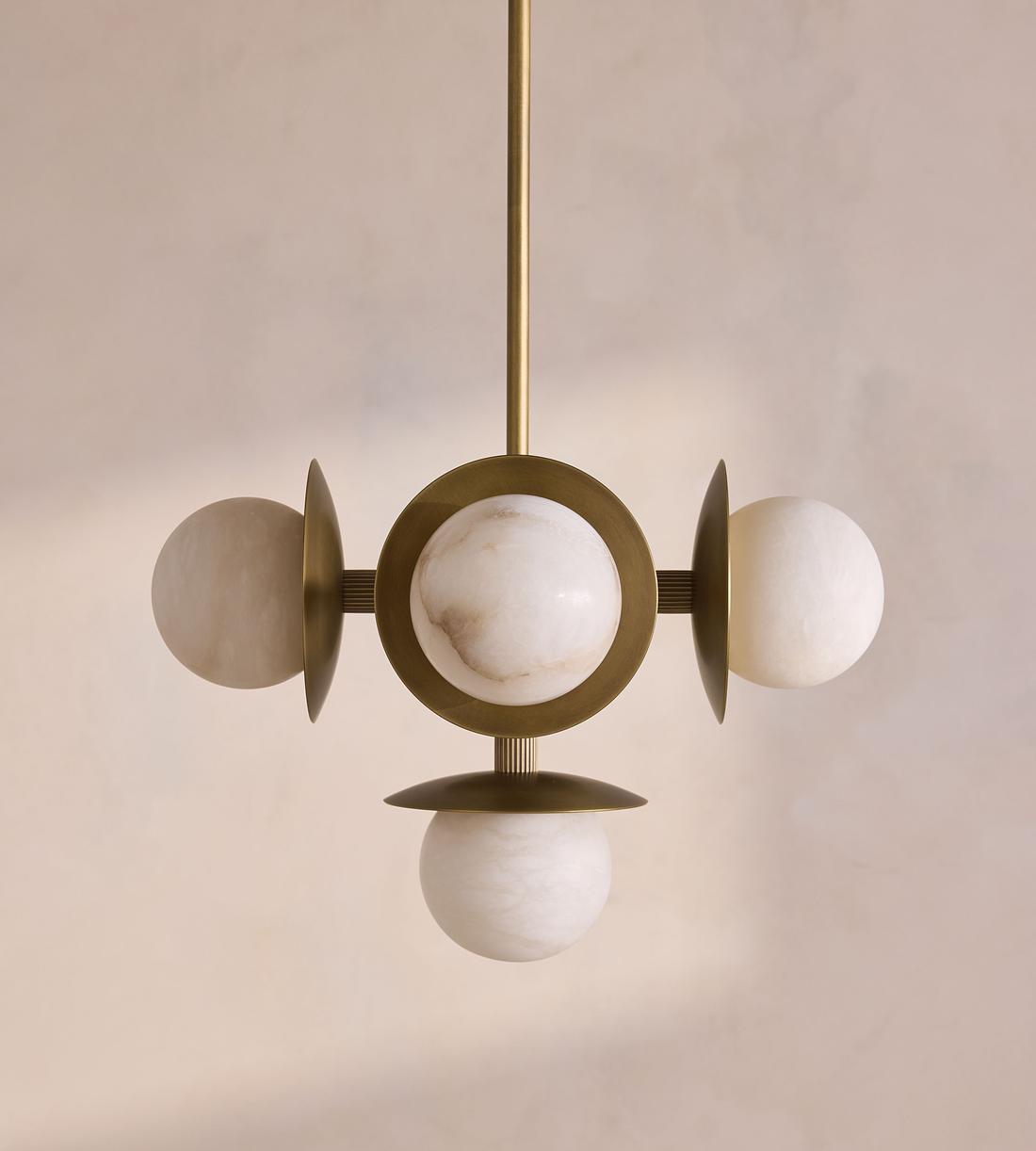 Alabaster Globe Brass Pendant Light - Erhaus product image 2