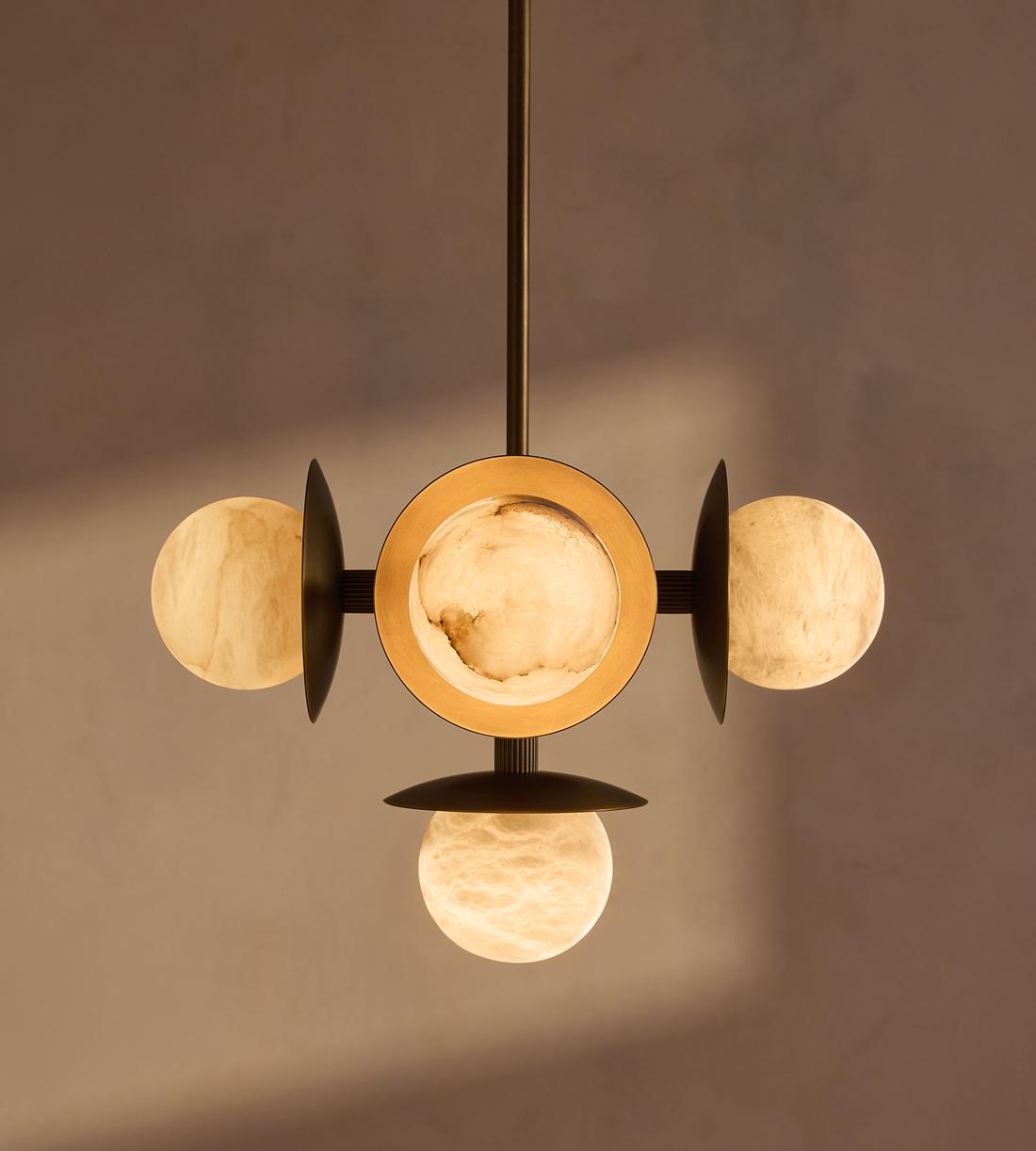 Alabaster Globe Brass Pendant Light - Erhaus product image 3