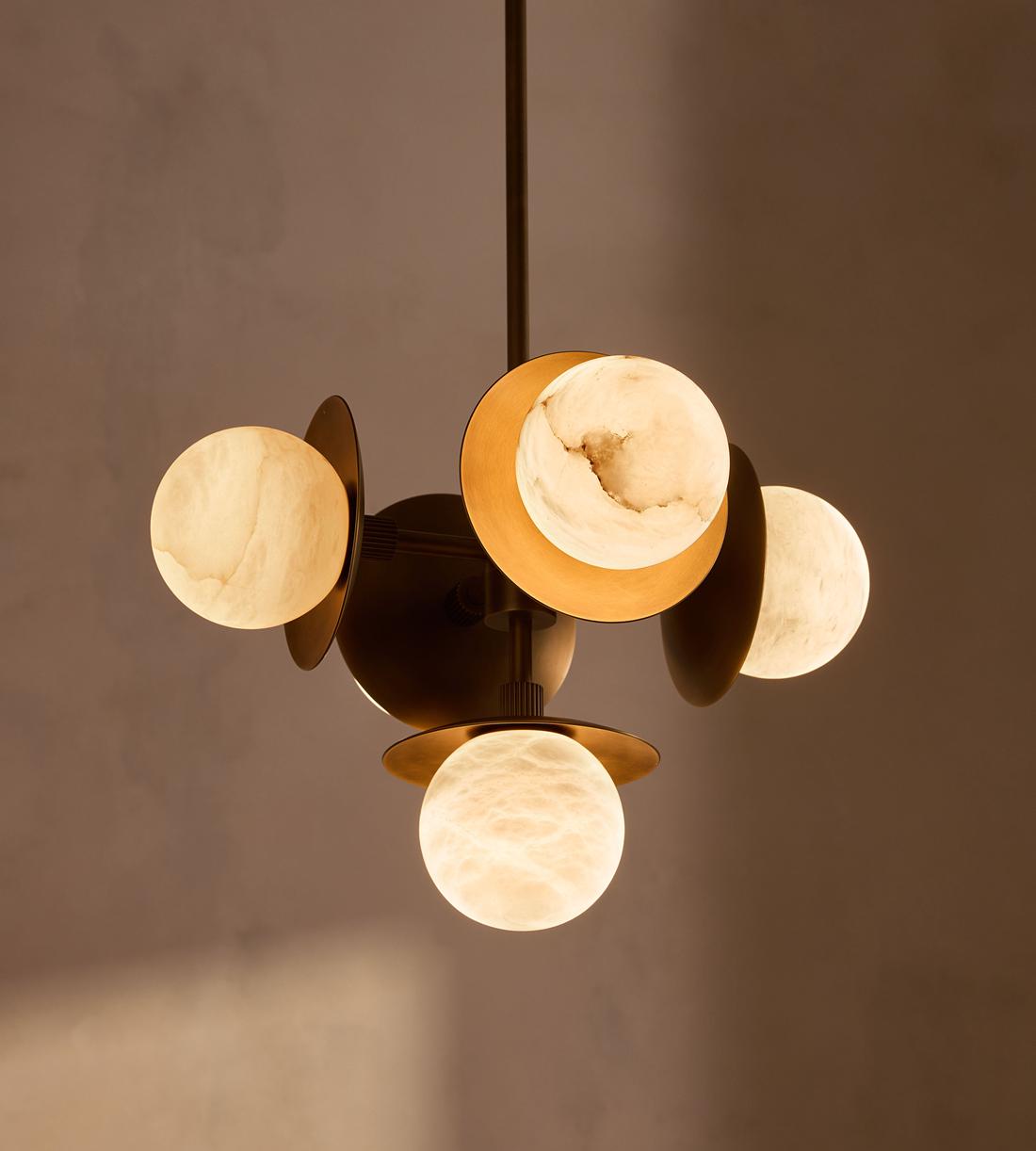 Alabaster Globe Brass Pendant Light - Erhaus product image 4