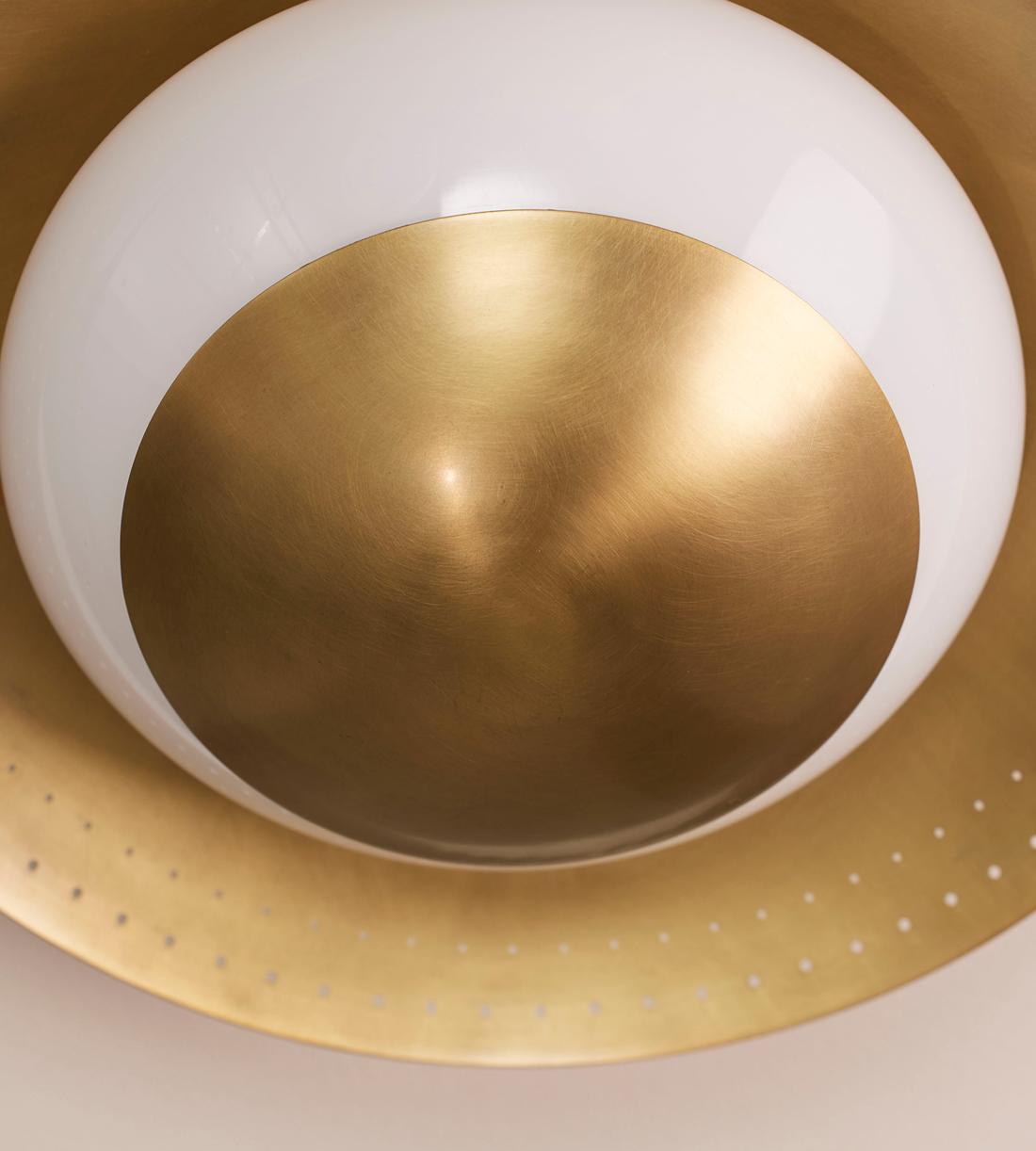 Opal Glass Brass Flush Mount Ceiling Light - Erhaus product image 3