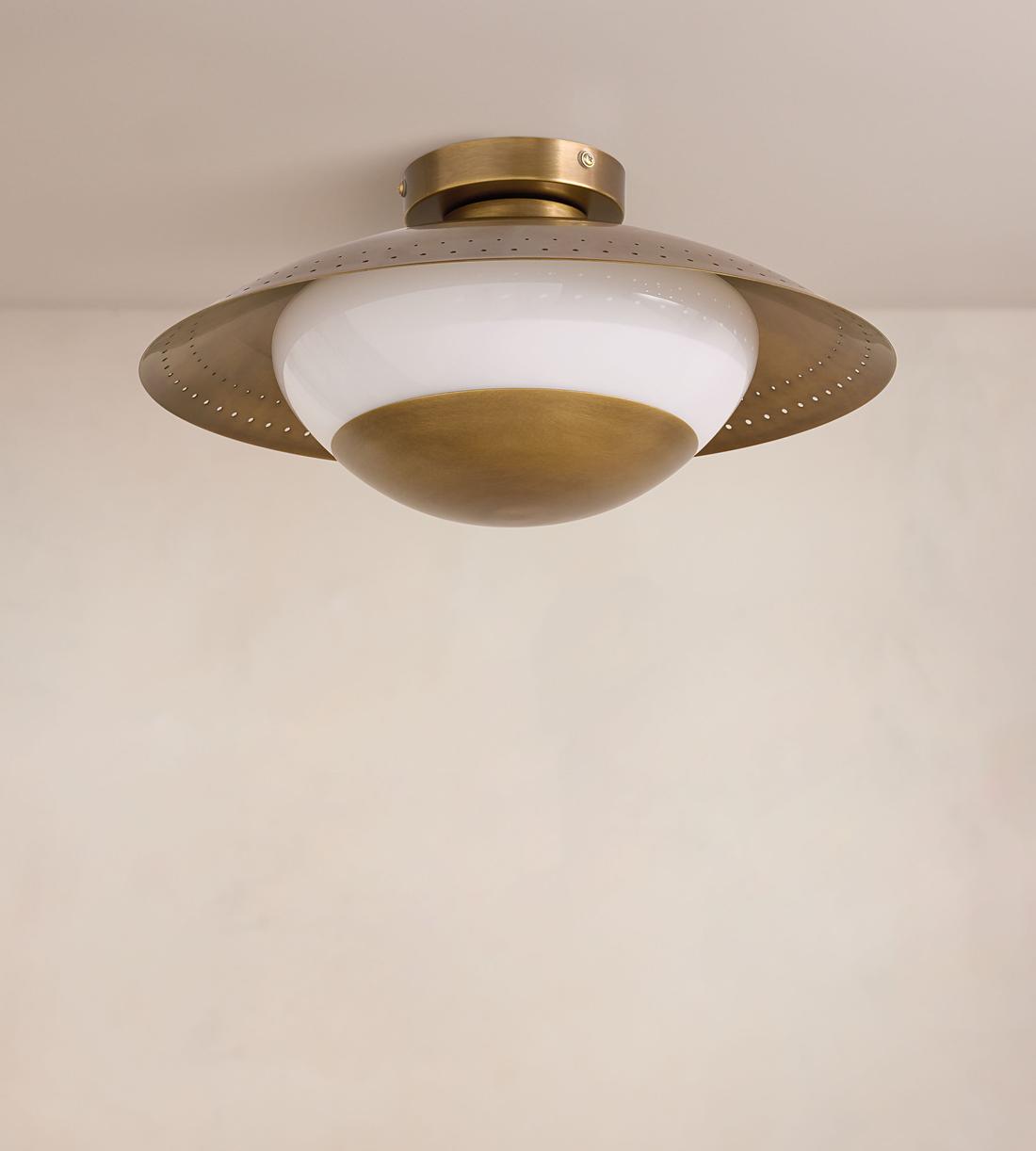 Opal Glass Brass Flush Mount Ceiling Light - Erhaus product image 1