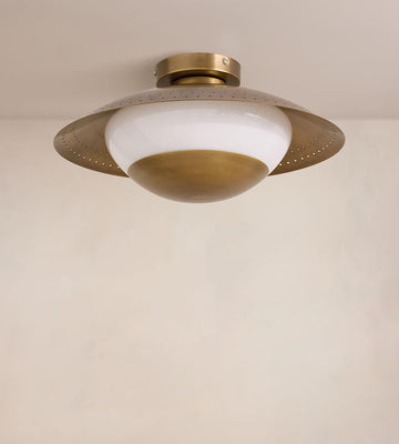 Opal Glass Brass Flush Mount Ceiling Light - Erhaus product image 1