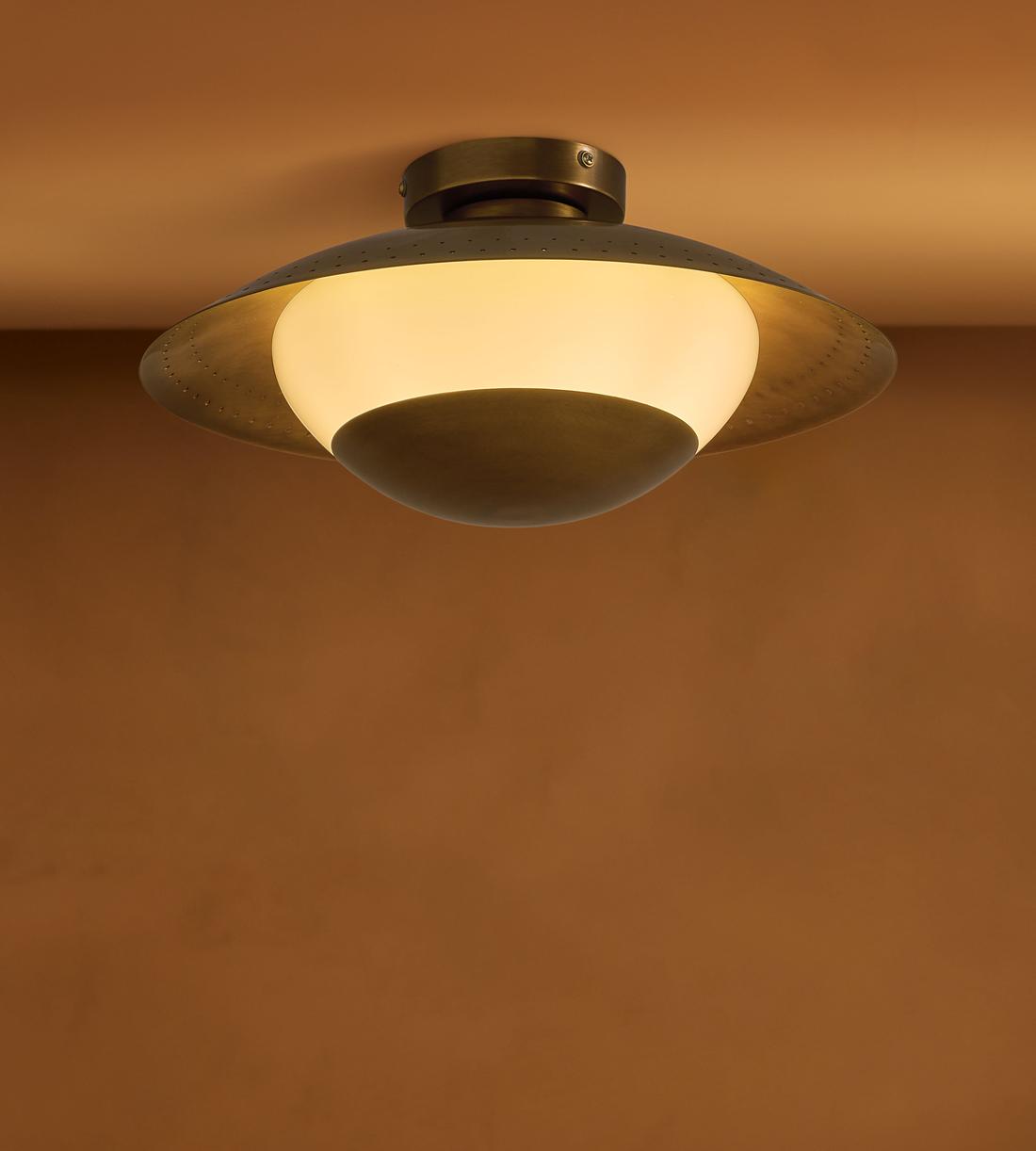 Opal Glass Brass Flush Mount Ceiling Light - Erhaus product image 2