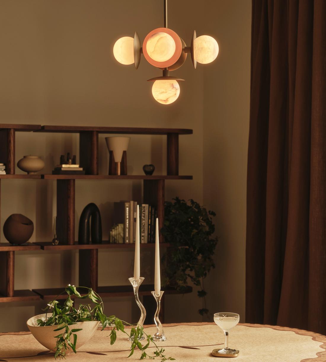 Alabaster Globe Brass Pendant Light - Erhaus product image 1