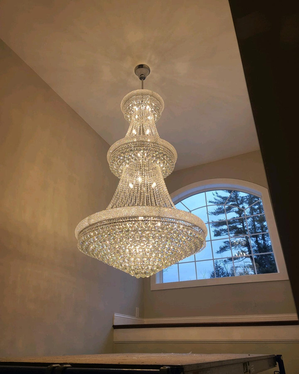 Luxury French Empire Chandelier for Villa Hall Ceiling Three-Layers Crystal Light for Hotel Lobby