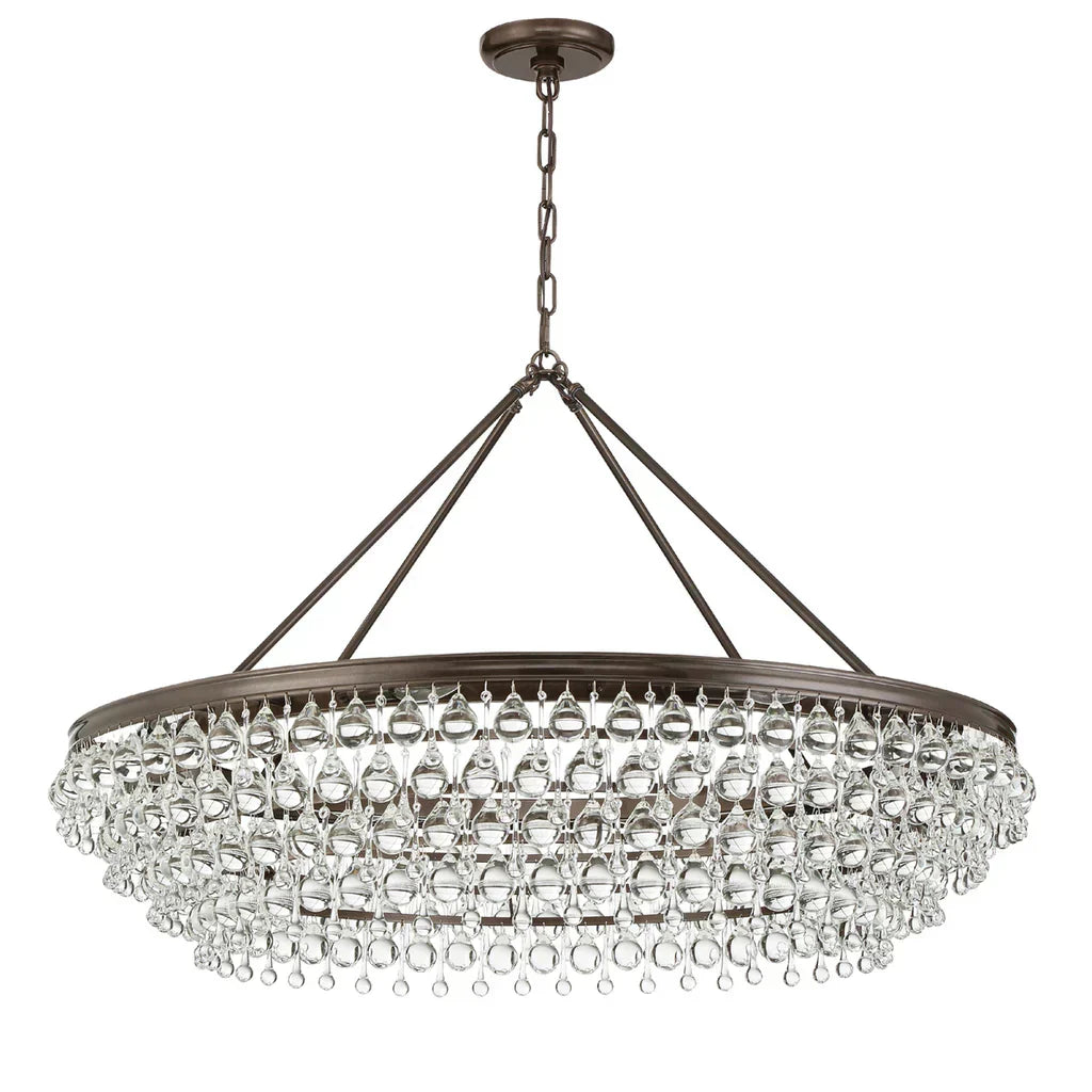 Large Modern Light Luxury Semi-Flushmount Glass Raindrop Chandelier for Dining Room / Living Room