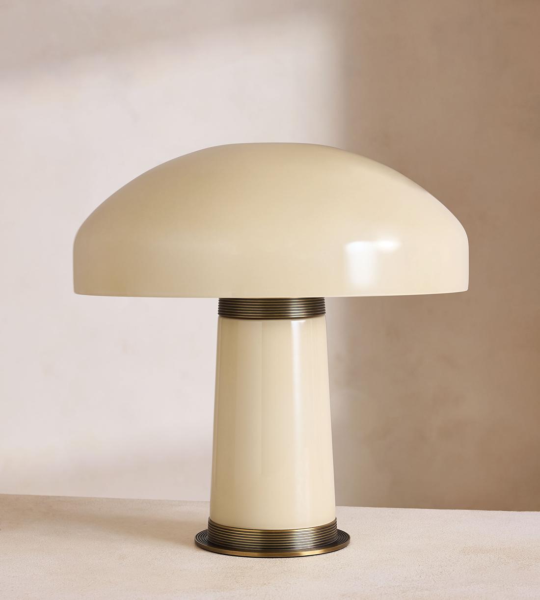 Cream Glass Dome Table Lamp - Erhaus product image 1