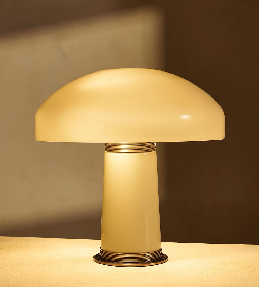 Cream Glass Dome Table Lamp - Erhaus product image 1