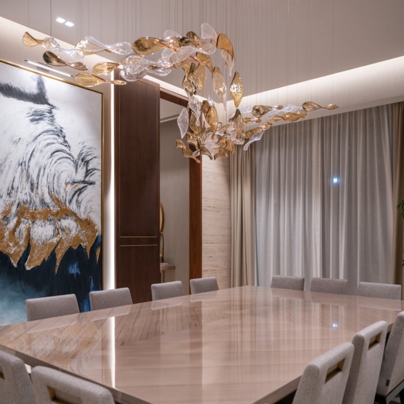 Luxury Glass Leaves Floating Chandelier with High-Quality Finish for Hotel, Villa, Living Room