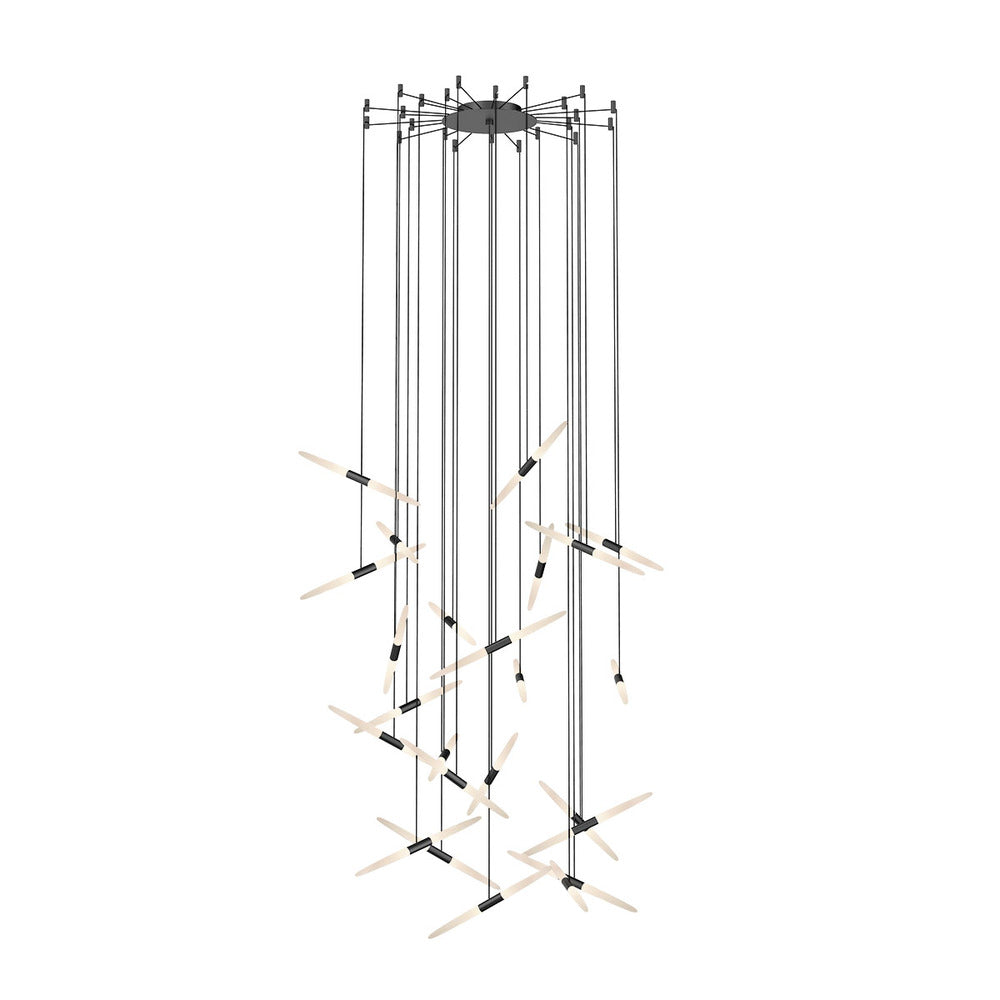 Modern Floating Acrylic Stick Chandelier for High-Ceiling