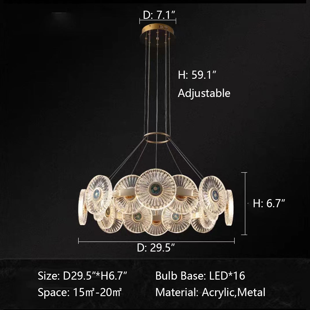 Modern Light Luxury Creative Round Acrylic Pendant Chandelier for Living / dining Room / bedroom