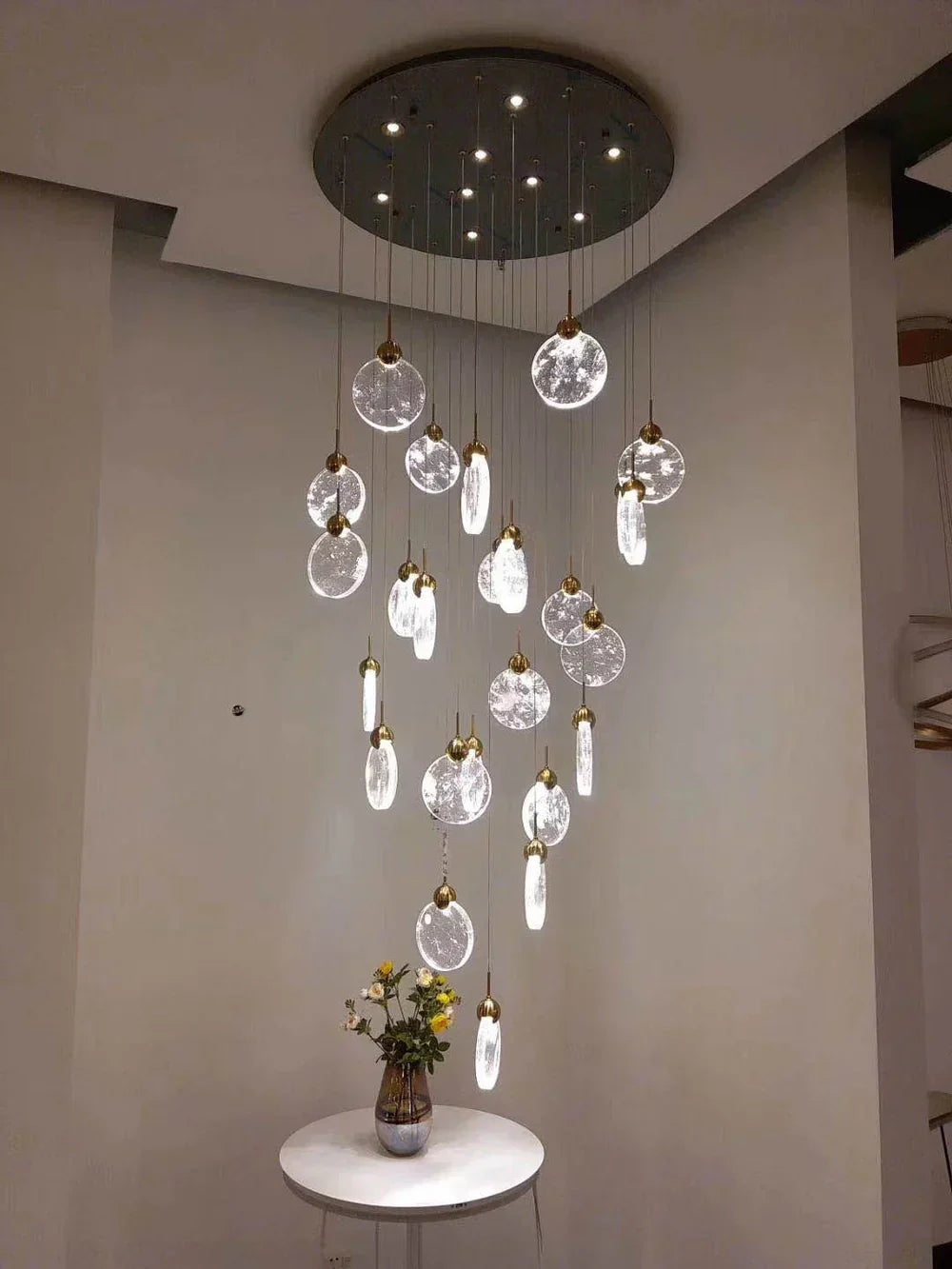 Metal and Glass Cloud Cluster LED Pendant Light for Staircase and Foyer