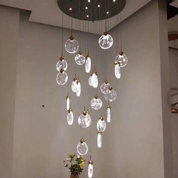 Metal and Glass Cloud Cluster LED Pendant Light for Staircase and Foyer