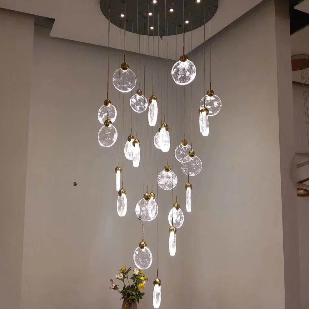 Metal and Glass Cloud Cluster LED Pendant Light for Staircase and Foyer