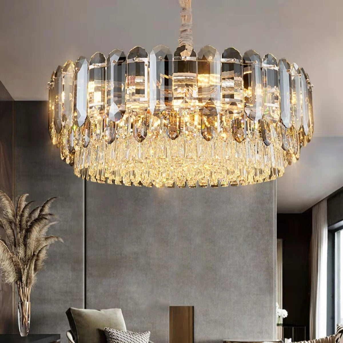 Luxury Smoke Gray K9 Crystal Chandeliers for Dining Room / living Room