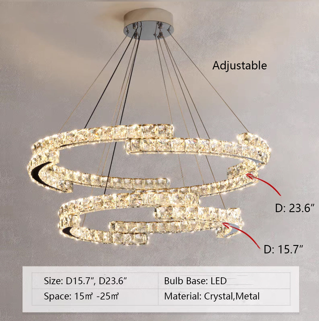 Modern Luxury Crystal Pendant Irregular Rings Chandelier Suit for Living / dining Room / bedroom
