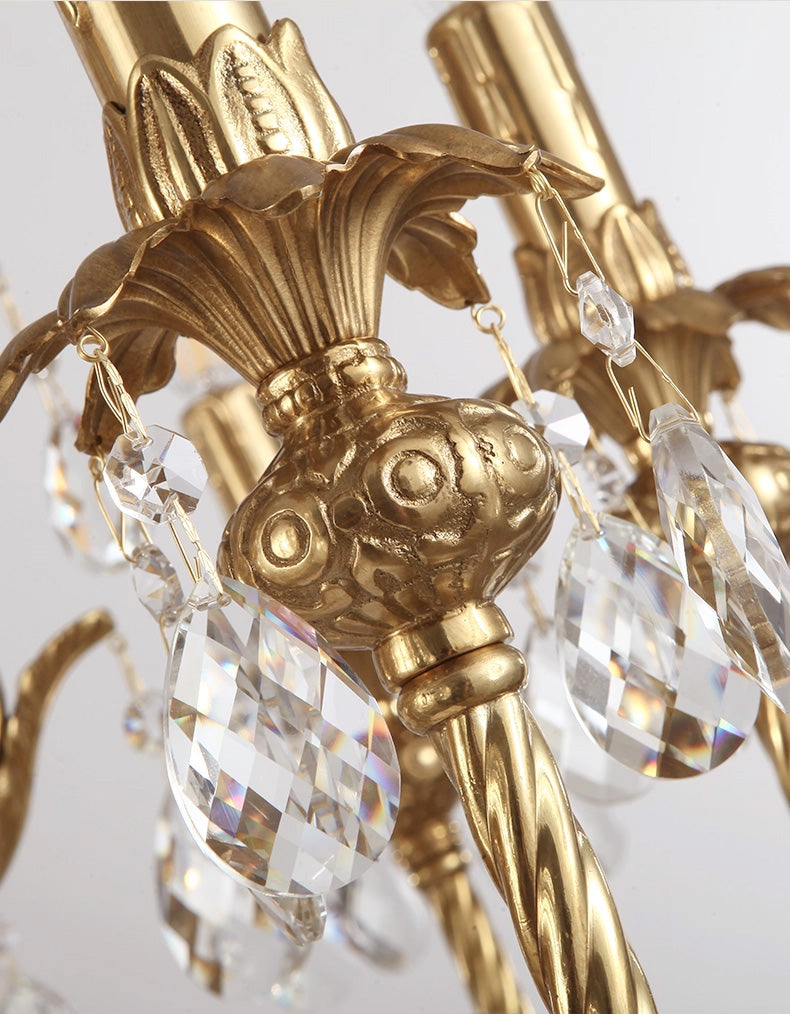 27X30 Inch 6 Lights Small Traditional Brass and Crystal Chandelier for Kitchen