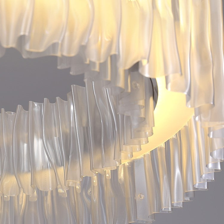 Modern Minimalism Pleated Acrylic Ring Round Ceiling Light for Living / Ding Room / Bar