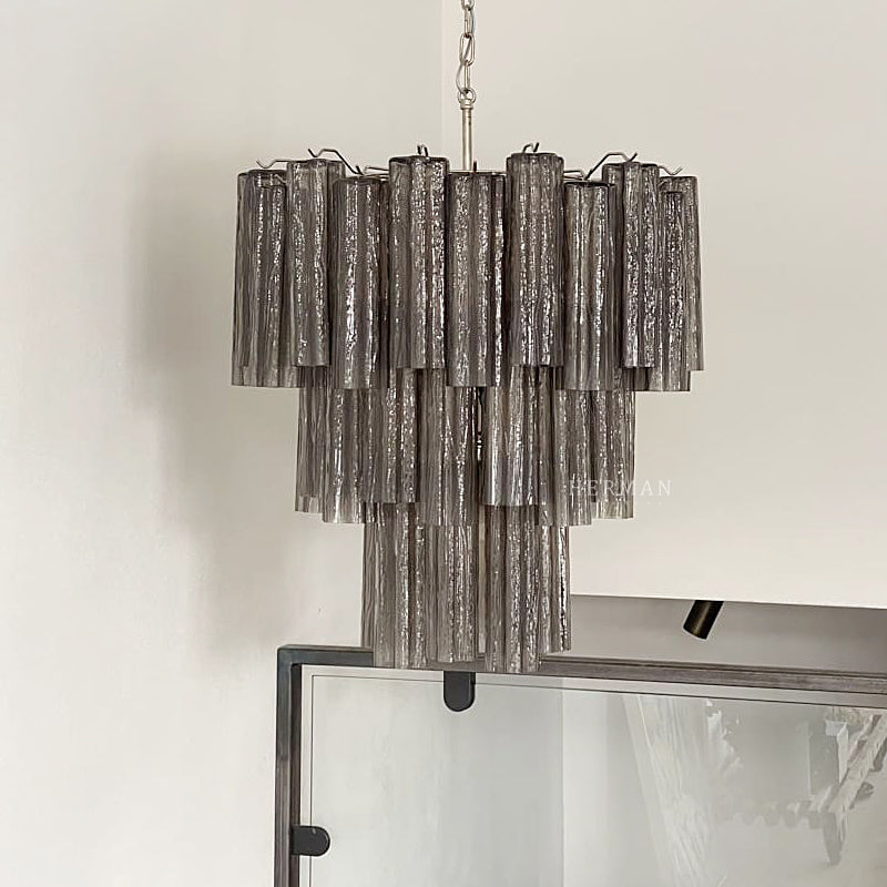 Murano Glass Chandelier – 48 Tubes – Smoked