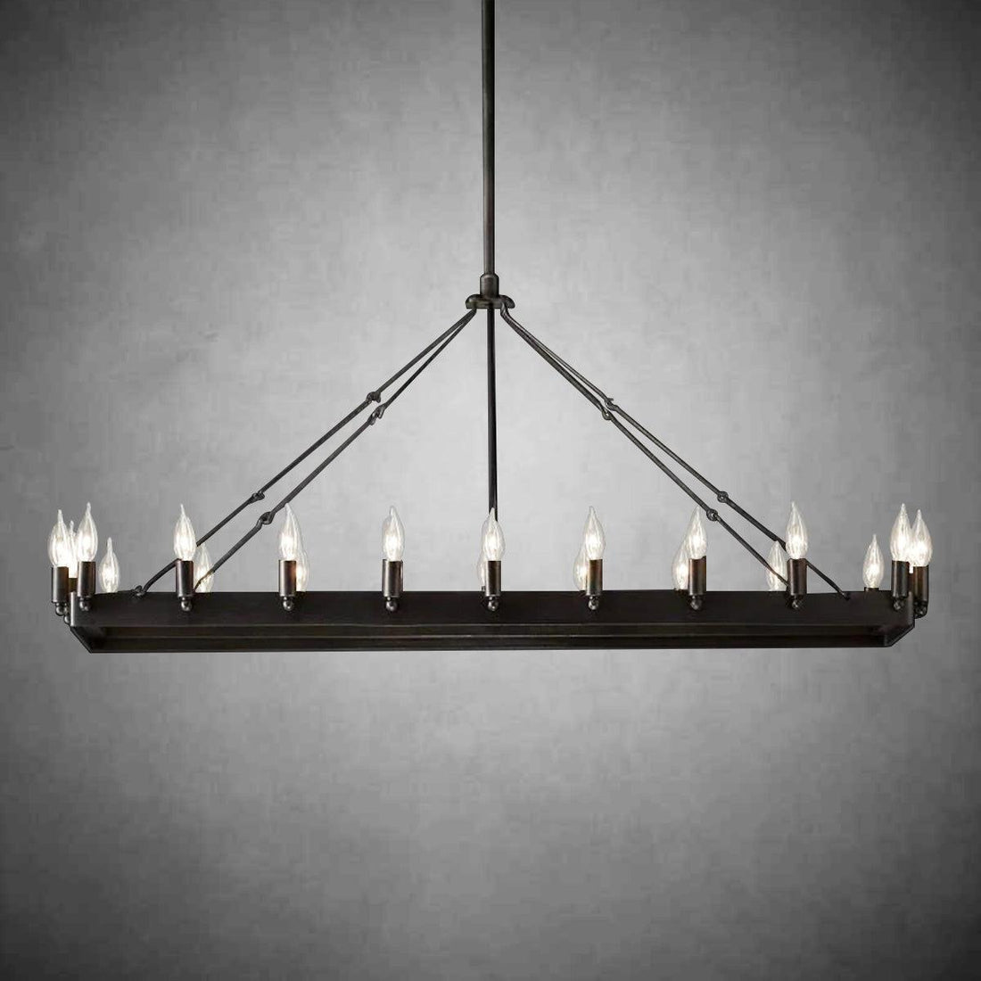 Camina Vintage Candelabra Rectangular Chandelier 41''52''