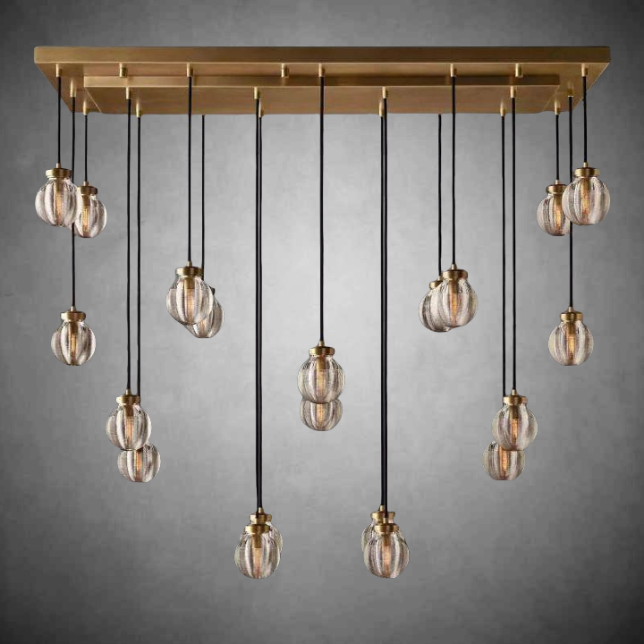 Pearls Spherical Modern Rectangular Chandelier 54”