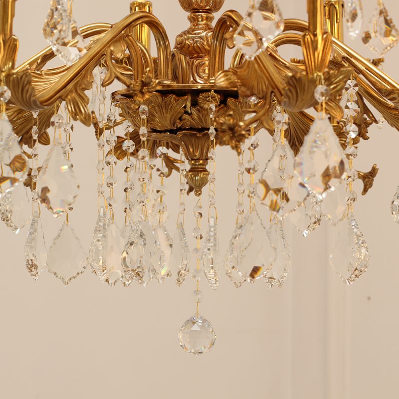 31X31 Inch 8 Lights Small Candle Style Brass and Crystal Chandelier Lighting for Living Room
