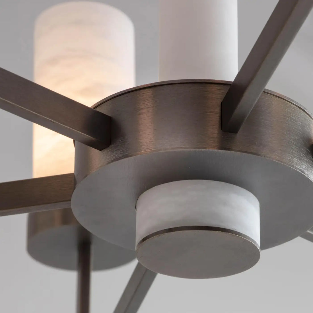 Contemporary Alabaster 6-Arm Compass Chandelier