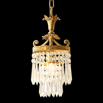 2-Pack 8-Inch Mini Crystal Chandeliers, Antique Brass Chandelier for Kitchen