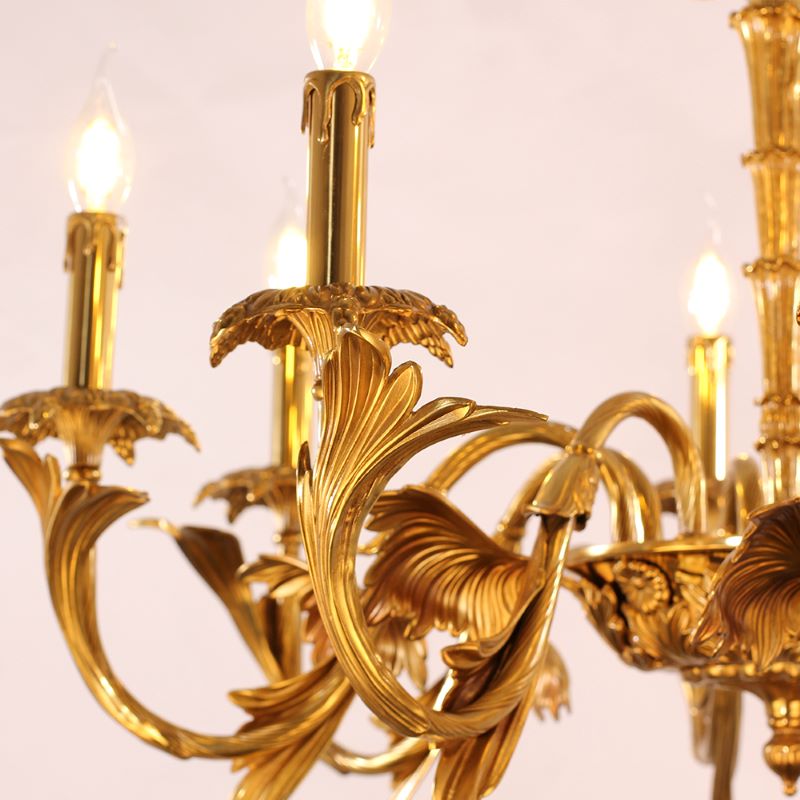 41X20 Inch 10 Lights Baroque Style European Antique Copper Chandelier
