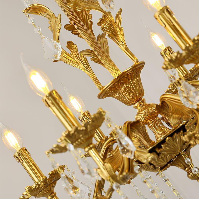 24X31 Inch 6 Lights Small Candle Style Brass and Crystal Chandelier Lighting for Bedroom