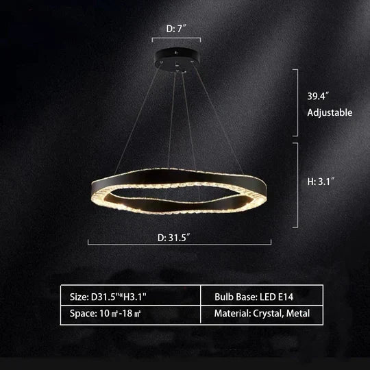 Modern Minimalist Art Wave Crystal Chandelier Suit in Black Finish for Living Room & Dining Room
