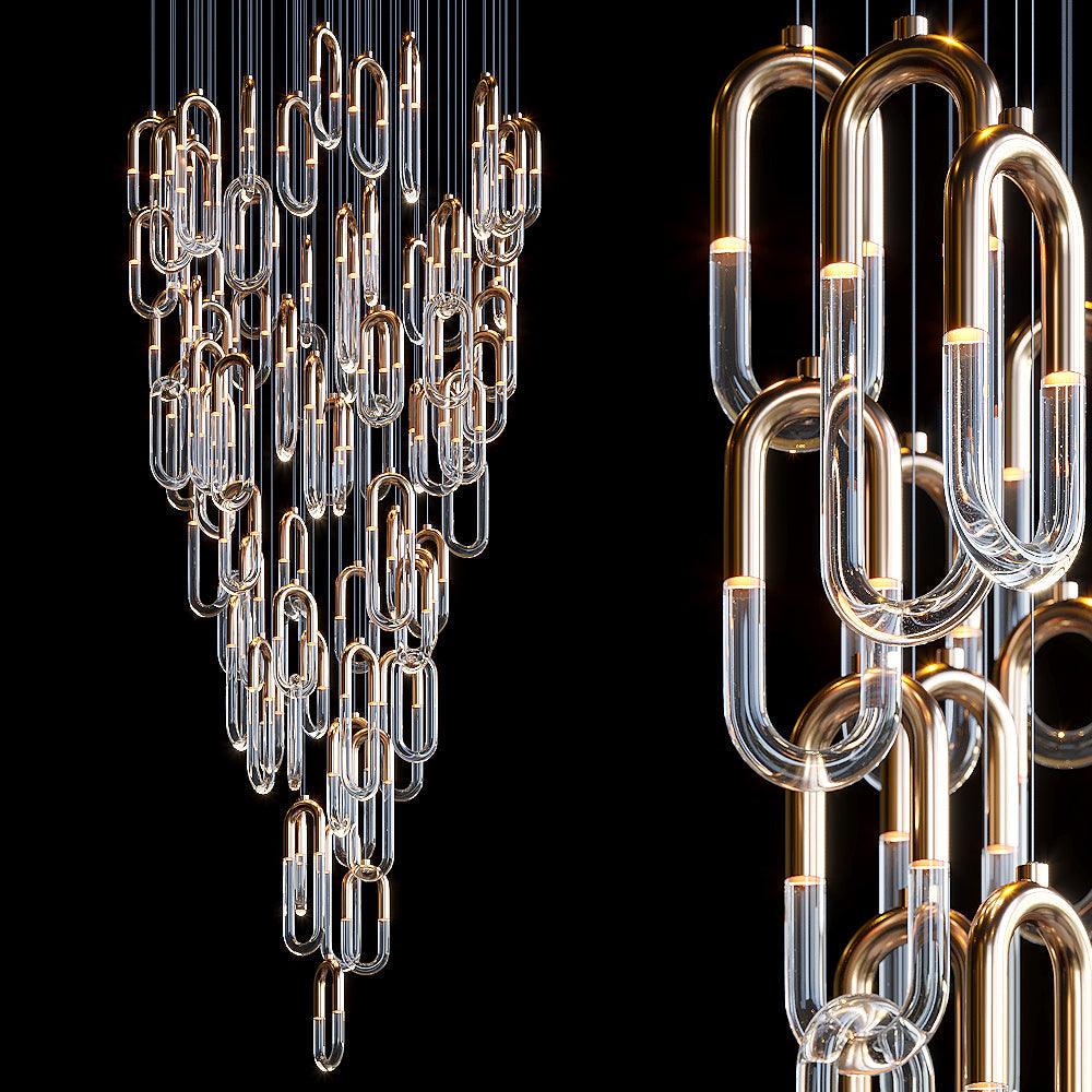 Orlisse Gold Glass Loop Cluster Chandelier