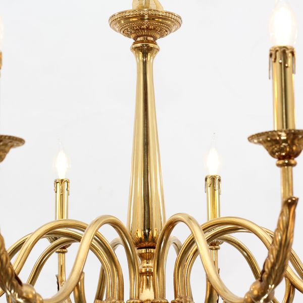 10 Lights Baroque Style Chandelier Light Antique Brass Chandelier for Living Room