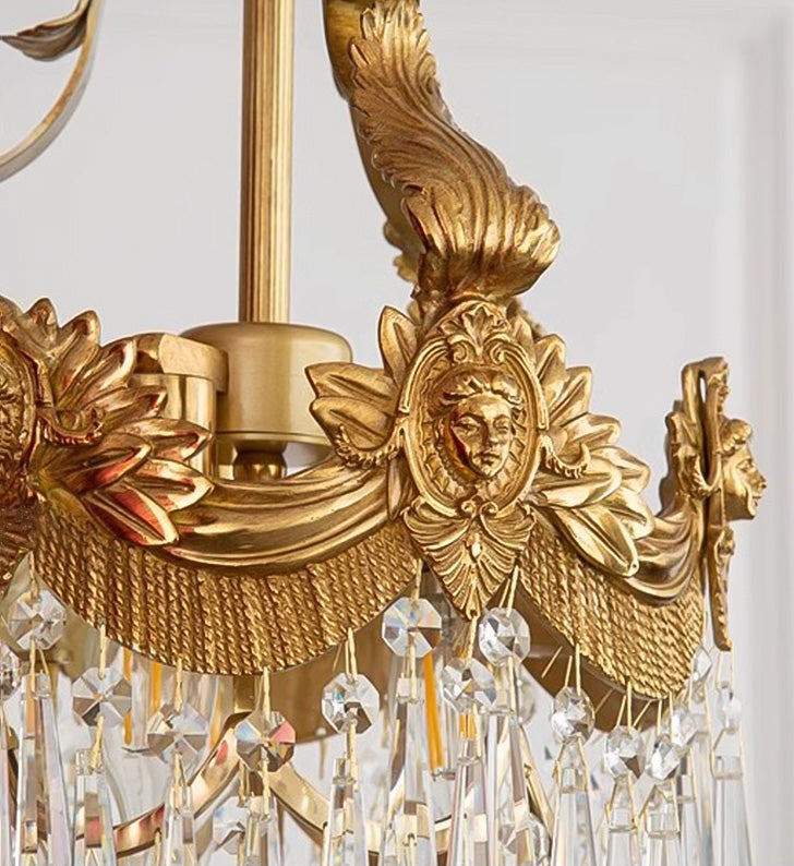 10 Inch Mini Chandelier Antique Brass and Crystal Lighting for Hallway