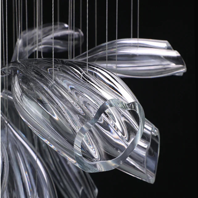 Light Luxury Glass Petal-Shaped Chandelier with Superior Finish