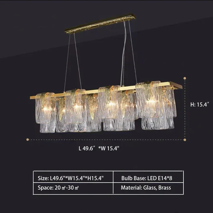 Light Luxury Irregular Glass Slice Chandelier Suit in Brass Finish for Living Room / Ding Room / Bedroom