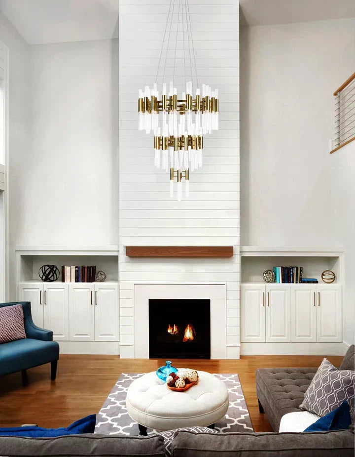 Post-Modern Simple Light Luxury 3-Tier Round Glass Tubes Chandelier