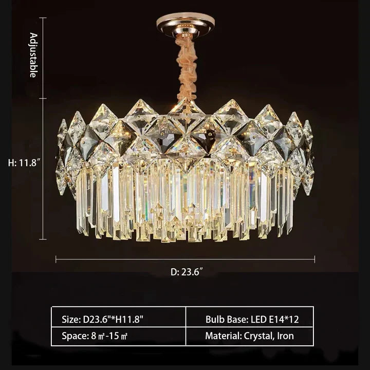 Modern Luxury Tiered Transparent K9 Crystal Chandelier with Round or Oval Shape for Living, Dining, Bedroom