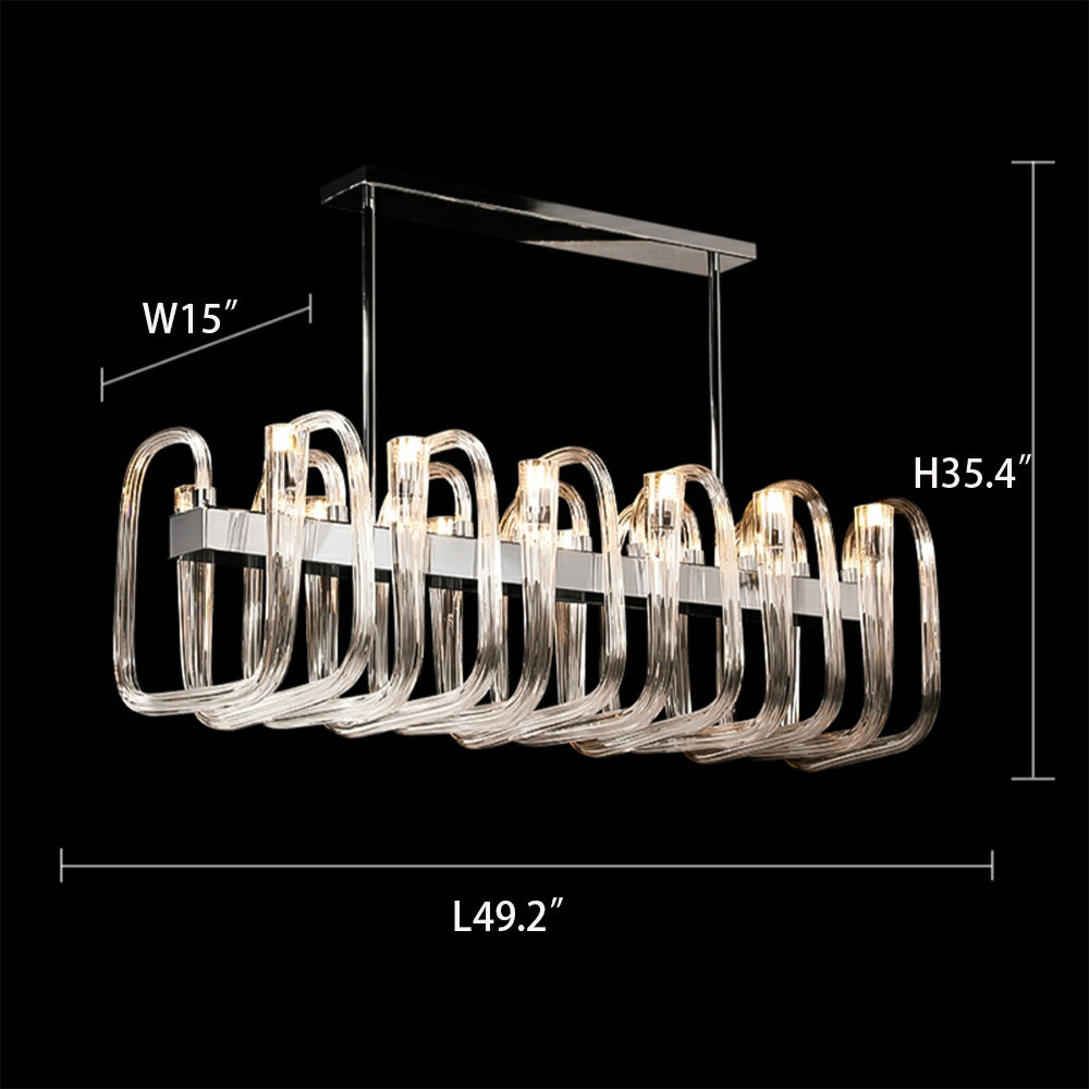 Modern Floral Reeded Glass Chandelier for Living / Dining Room