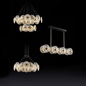 Modern Light Luxury Creative Round Acrylic Pendant Chandelier for Living / dining Room / bedroom