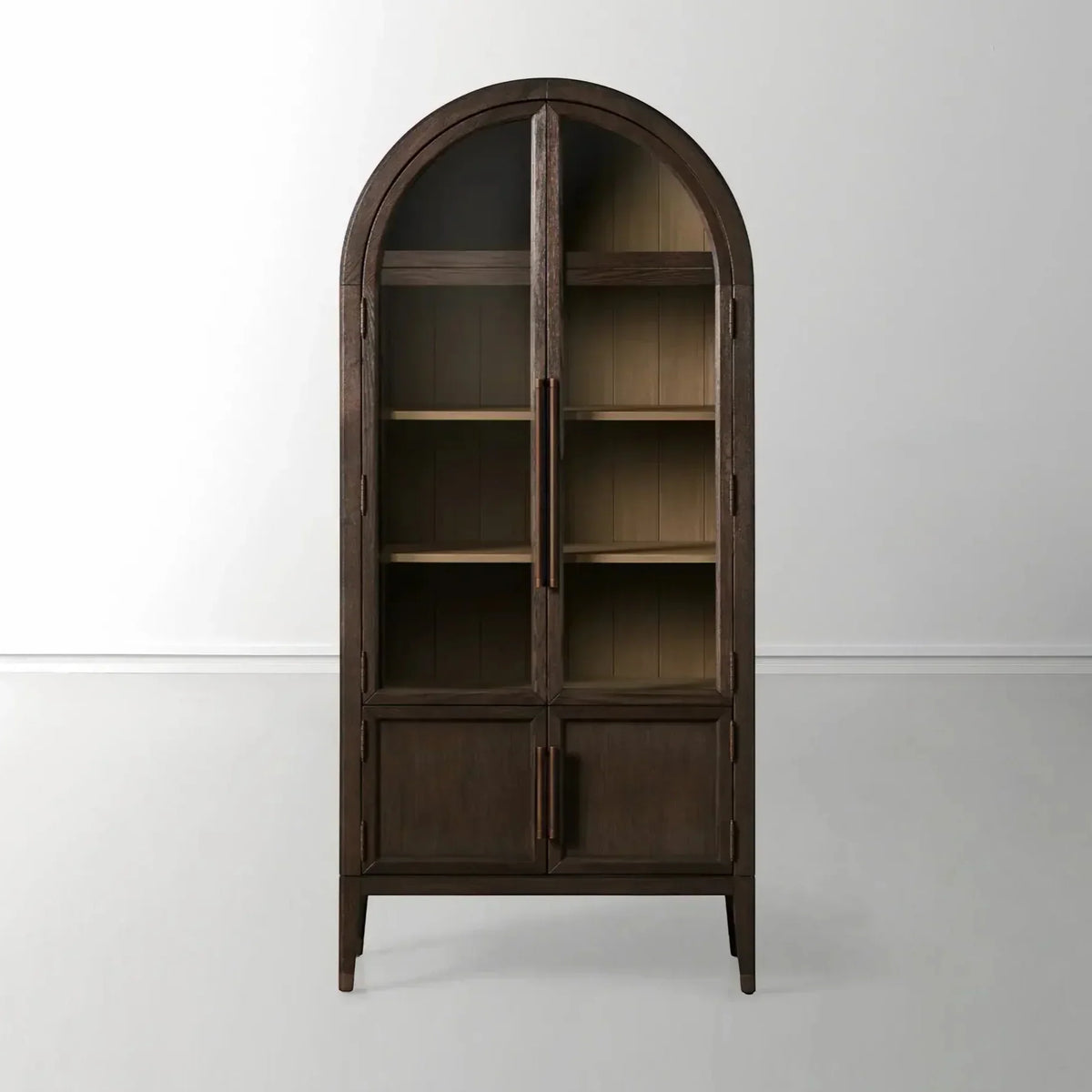 Hattie Glass Accent Cabinet in Oak 36-Inchw 46-Inchw