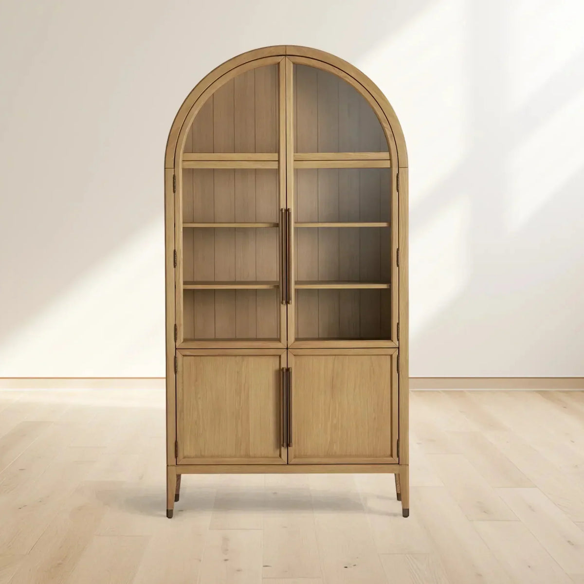 Hattie Glass Accent Cabinet in Oak 36-Inchw 46-Inchw