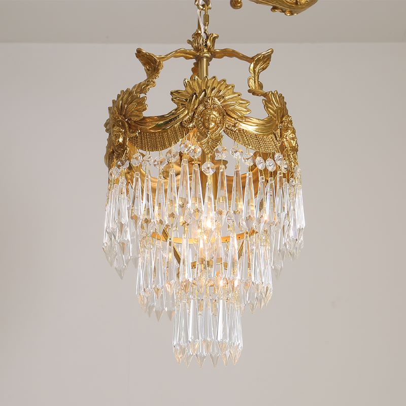 55 Inch Linear Chandelier Antique Copper and Crystal Kitchen Island Chandelier