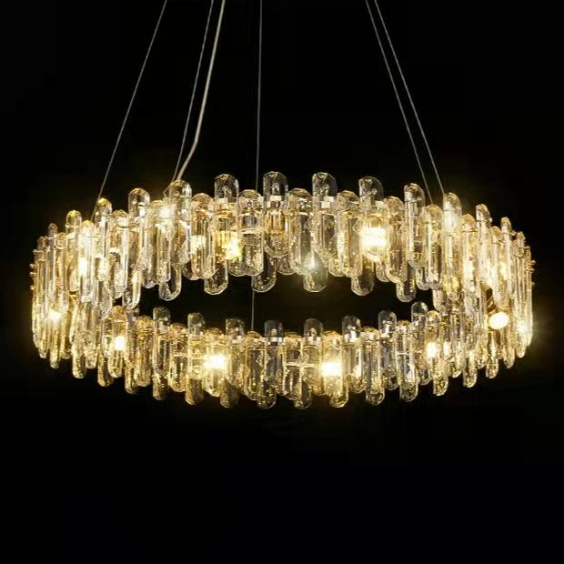 Shiny Crystal Chandelier for Living Room Ice Clear Ceiling Lamp for Dining / Bedroom Hallway Light
