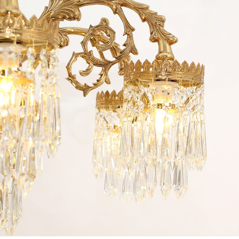 37 Inch Wide French Empire Style Brass Crystal Chandelier Gold Living Room Chandelier