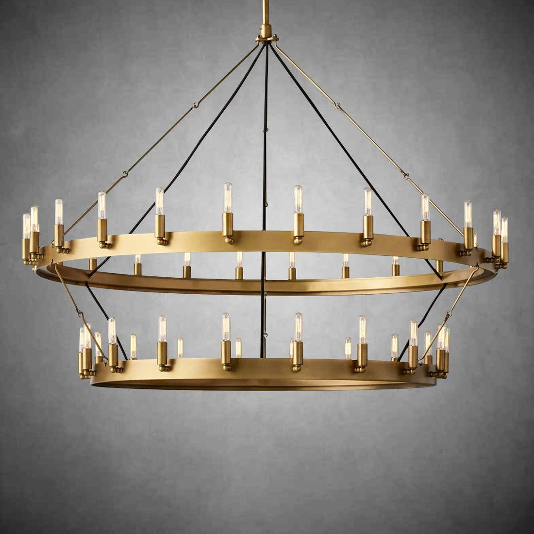 Camina Vintage Filament Two-Tier Round Chandelier 71"